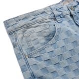 Quần Jean Nam Xanh Nhạt Ống Suông Checkered Jacquard Form Straight