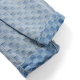 Quần Jean Nam Xanh Nhạt Ống Suông Checkered Jacquard Form Straight