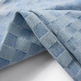 Quần Jean Nam Xanh Nhạt Ống Suông Checkered Jacquard Form Straight