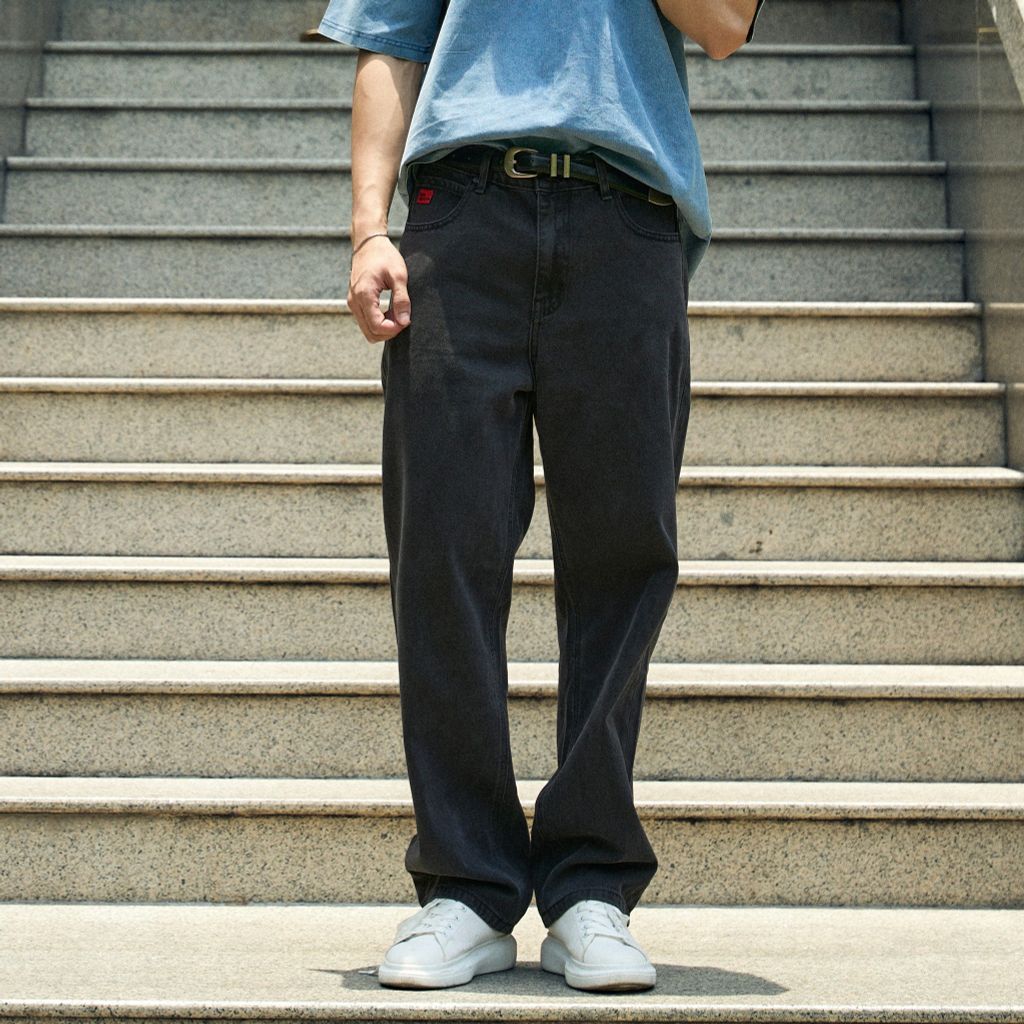 Quần Jeans Nam Xám Đen Ống Rộng Crimson Ash Form Baggy