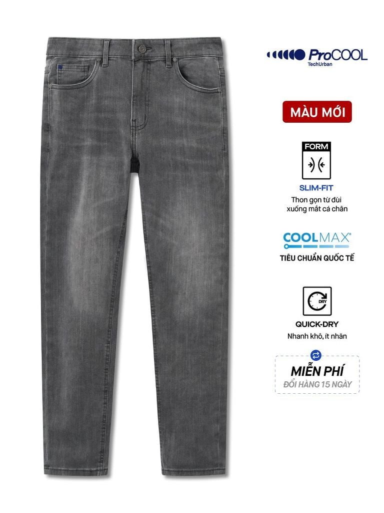 Quần Jeans Nam Siêu Mát Ống Ôm ProCOOL Light Grey – Form Slim