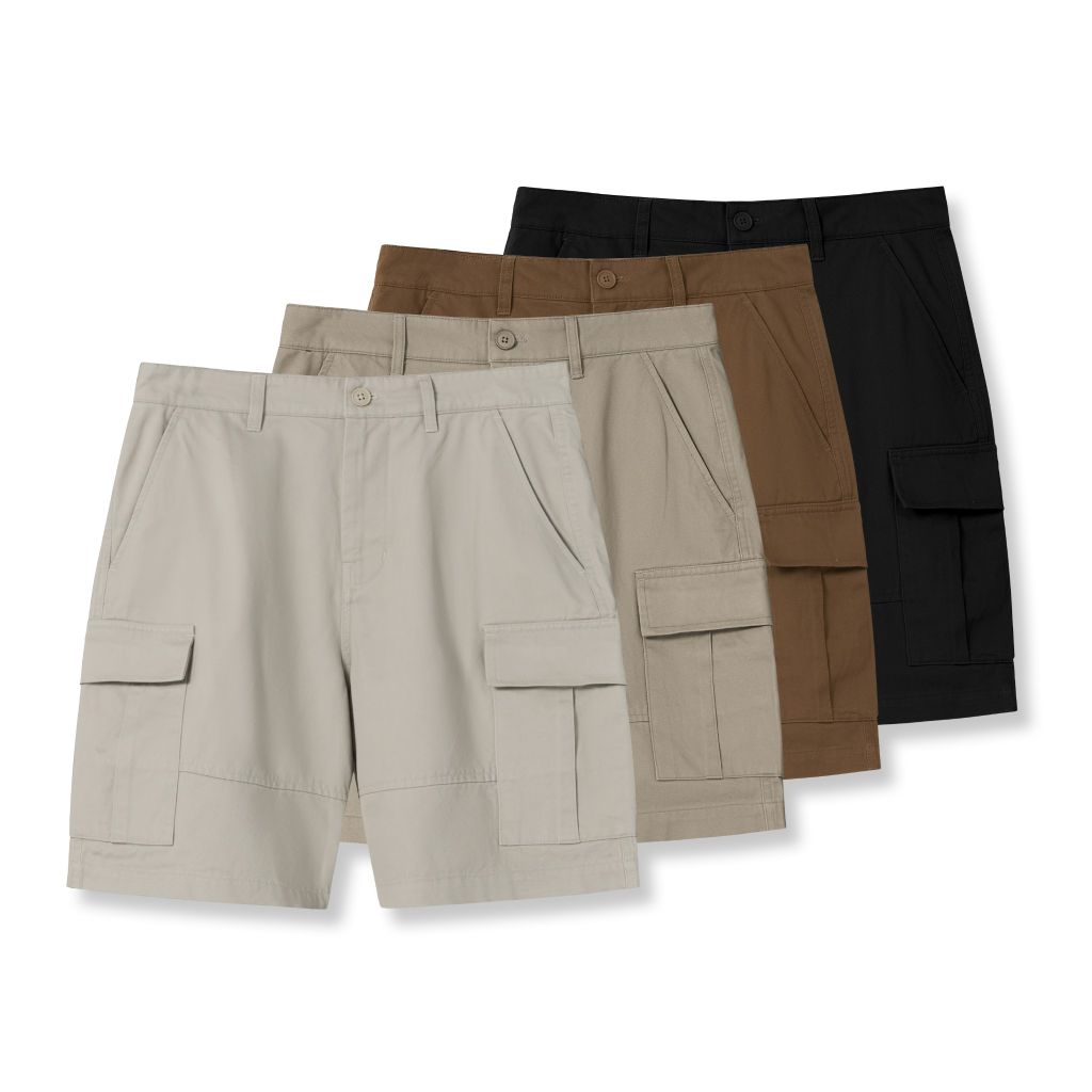Quần Short Kaki Nam Cargo Garment Dye Form Regular