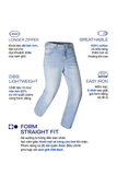 Quần Jean Nam Siêu Nhẹ Ống Suông Xanh Nhạt ICON105 Form Straight