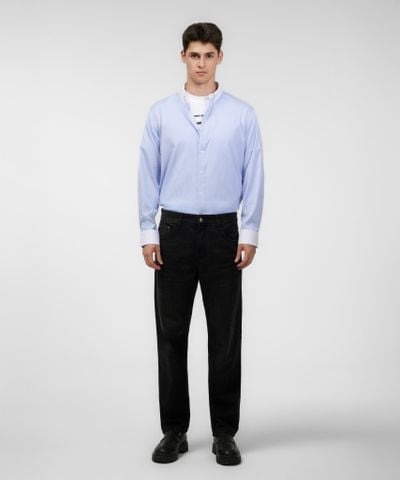 Quần Jean Nam Siêu Nhẹ Ống Suông Xám Đen Trơn ICON105 Form Straight