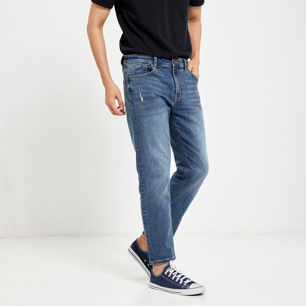 Quần Smart Jean Nam Siêu Co Dãn Xanh Trơn Form Smart Fit