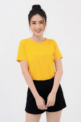 Áo thun cổ tròn basic màu hồng 