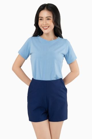  Áo thun cổ tròn basic màu hồng 