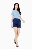  Áo thun cổ tròn basic màu xanh 