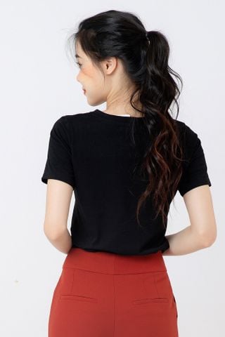  Áo thun cổ tròn basic màu hồng 