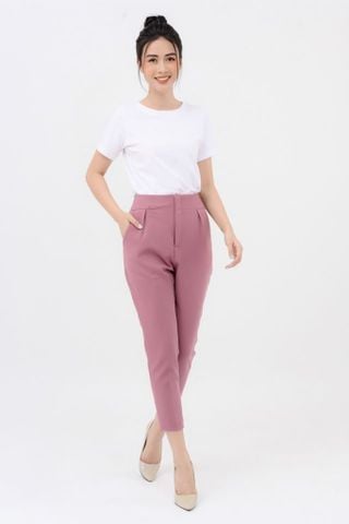  Áo thun cổ tròn basic màu hồng 