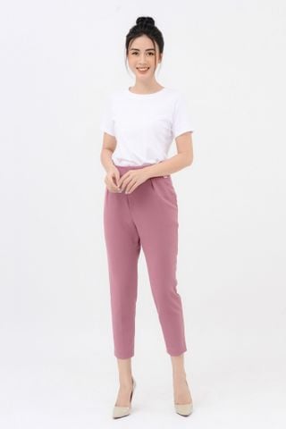 Áo thun cổ tròn basic màu hồng 