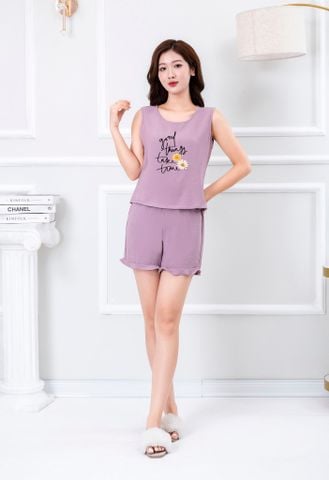  Bộ mặc nhà Bộ đồ ngủ nữ Áo sát nách quần đùi - Bộ đồ đũi 