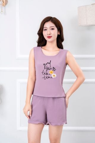  Bộ mặc nhà Bộ đồ ngủ nữ Áo sát nách quần đùi - Bộ đồ đũi 