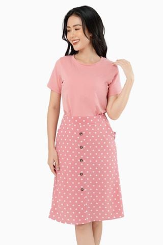  Áo thun cổ tròn basic màu hồng 