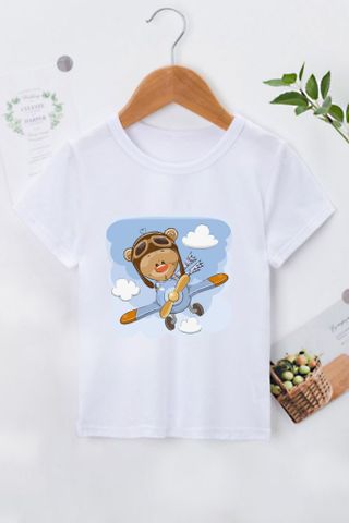  Ao thun cộc tay trẻ em in họa tiết gấu con 