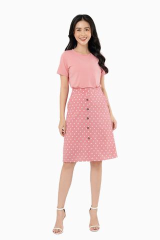  Áo thun cổ tròn basic màu hồng 