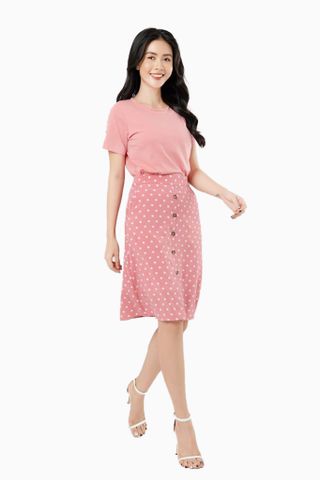  Áo thun cổ tròn basic màu vàng 