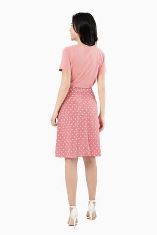  Áo thun cổ tròn basic màu hồng 