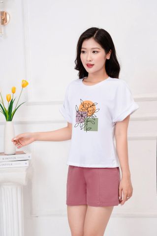 Áo cánh rơi croptop in hoa ly 