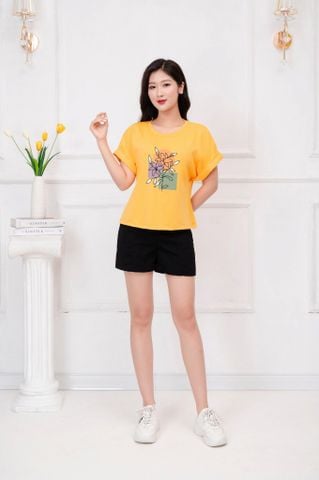 Áo cánh rơi croptop in hoa ly 