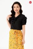 Chân váy lụa thắt nơ vàng họa tiết CV1991.2 