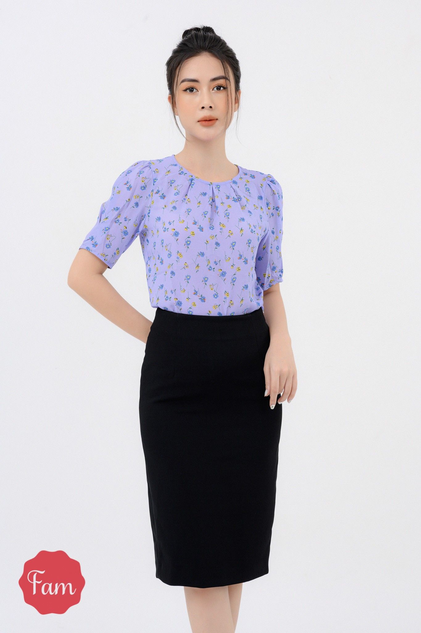 TED BAKER  Đầm midi tay ngắn cổ tròn xếp ly Averiee