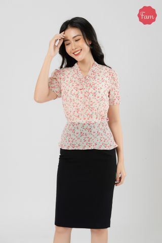  Sơ mi peplum hoa nhí màu hồng SM2061.1 