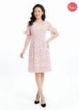  Đầm hồng hoa nhí tay lỡ D19101.1 