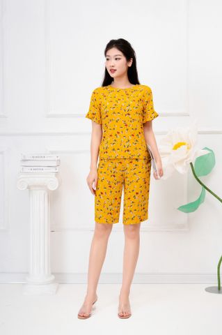  Bộ mặc nhà chất lanh nhung hoa nhí 