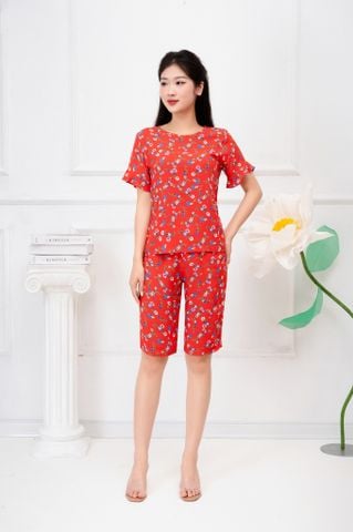  Bộ mặc nhà chất lanh nhung hoa nhí 