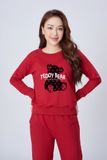  Bộ đồ thu đông nữ in họa tiết gấu - nỉ da cá 