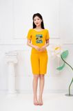  Bộ mặc nhà chất đũi lụa tay ngắn họa tiết cây dừa 