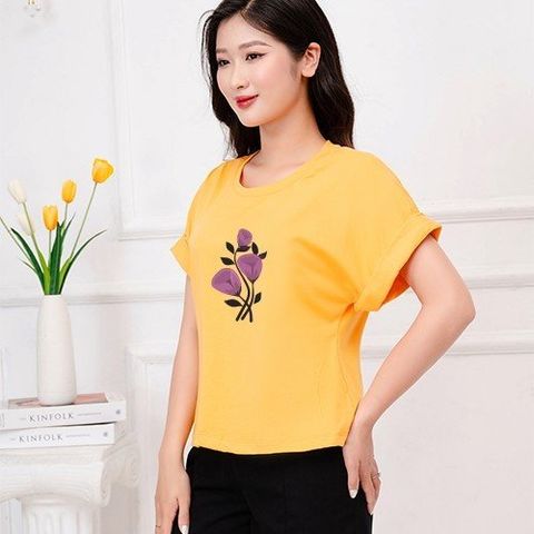  Áo cánh rơi croptop in hoa tím 