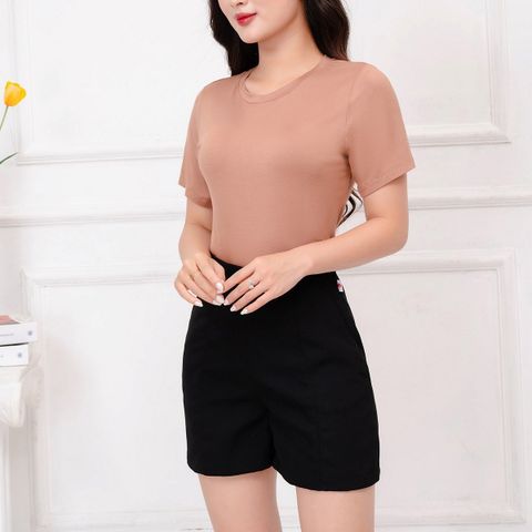  Quần short cạp cao khóa sườn 