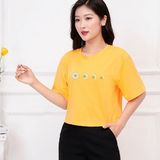  Áo phông nữ croptop in hoa cúc chất cotton 