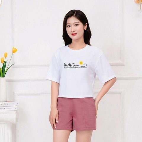  Áo phông croptop in family chất cotton 