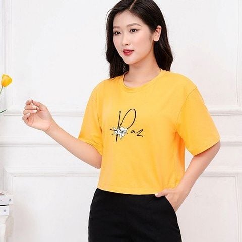  Áo phông croptop in Paz tay cộc 