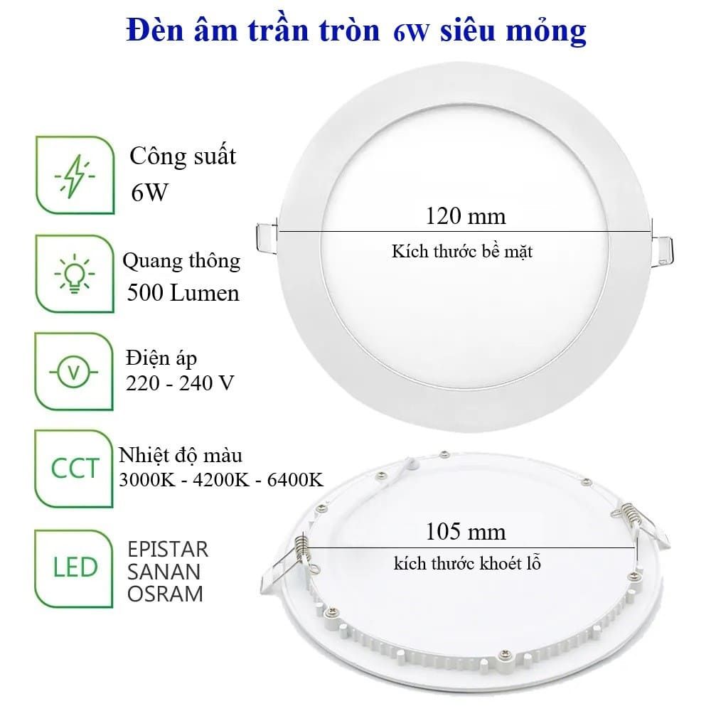 Đèn LED Âm Trần Downlight 6w