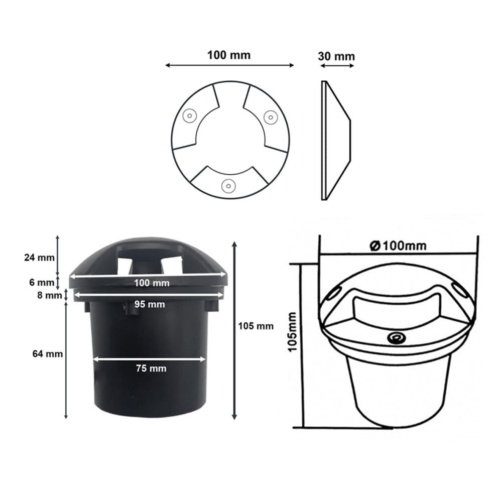 Đèn Led Âm Đất 3 Hướng Sáng 3W | Đèn Hắt Âm Đất 3 Tia Sáng
