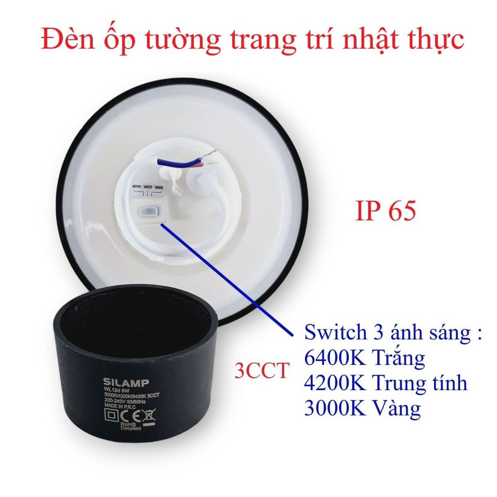 Đèn Ốp Tường Nhật Thực 3 màu ánh sáng