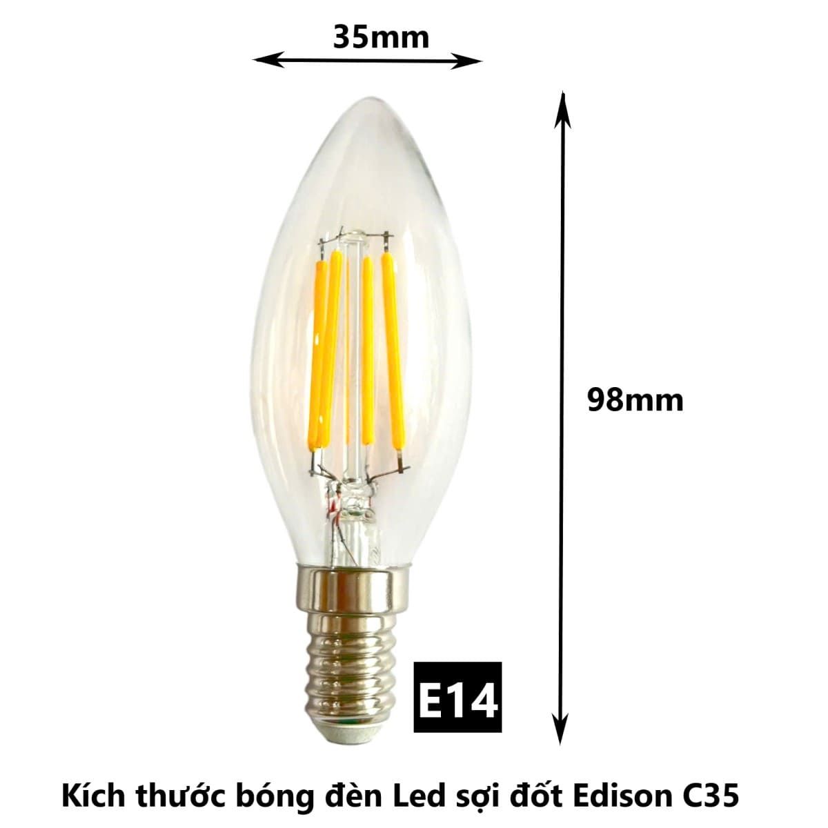  Bóng Đèn LED Dây Tóc Edison C35 6W E14 