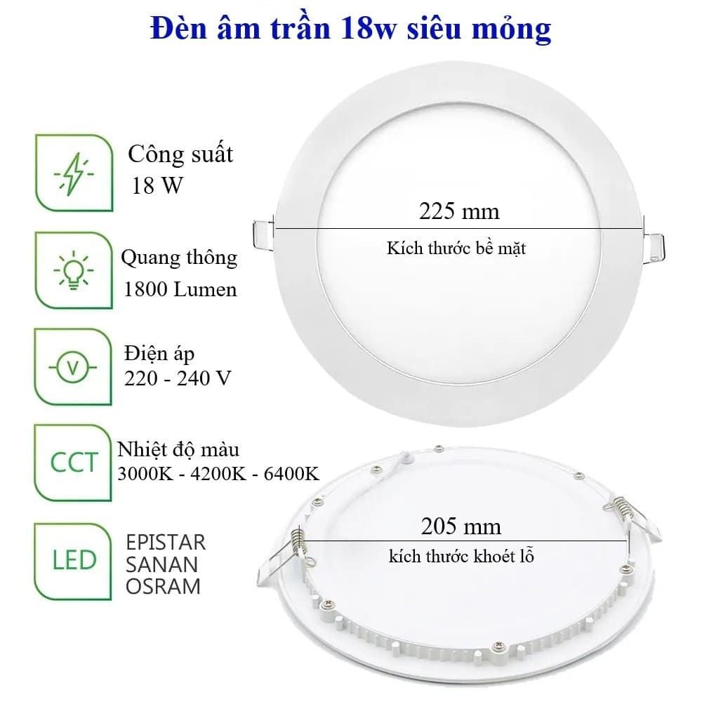 Đèn Led âm trần tròn 18W | Downlight Led 18w