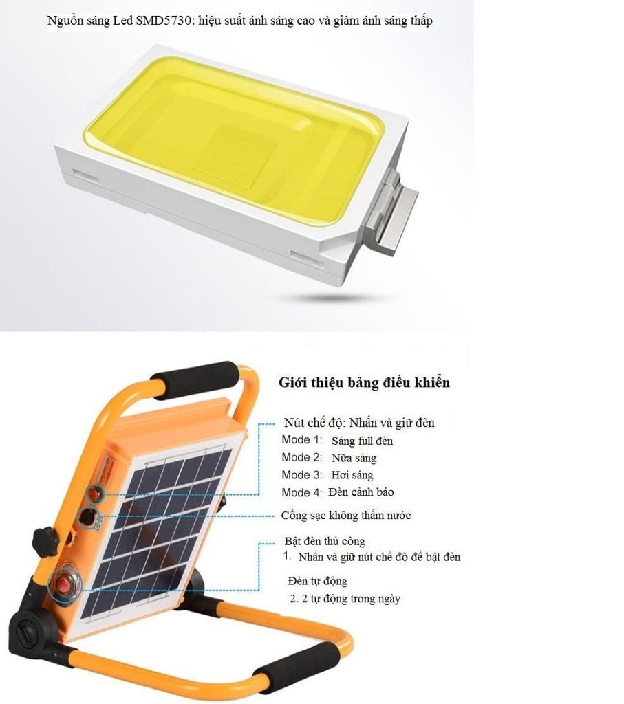 Đèn Led Sách Tay Năng Lượng Mặt Trời Đa Năng