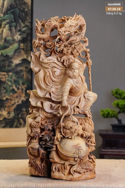 Tượng Đạt Ma Hàng Long Phục Lân Gỗ Hoàng Đàn Tuyết Lạng Sơn
