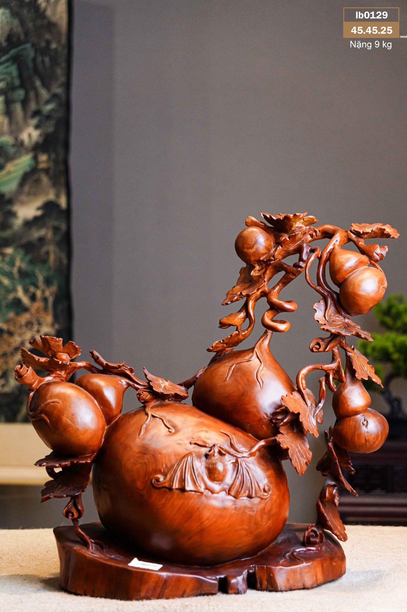 Bình hồ lô gỗ hương