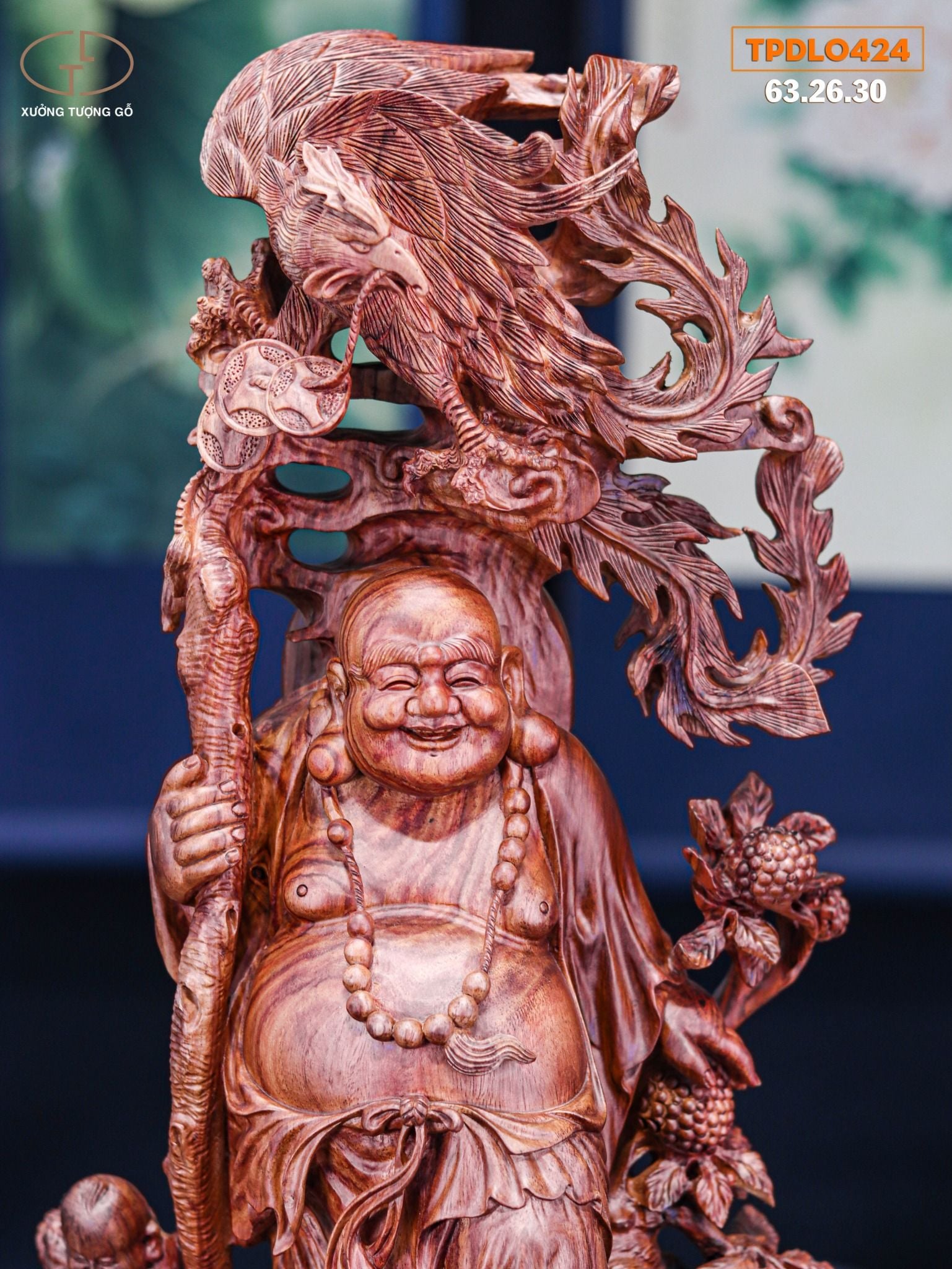 Di lặc đứng gỗ sưa