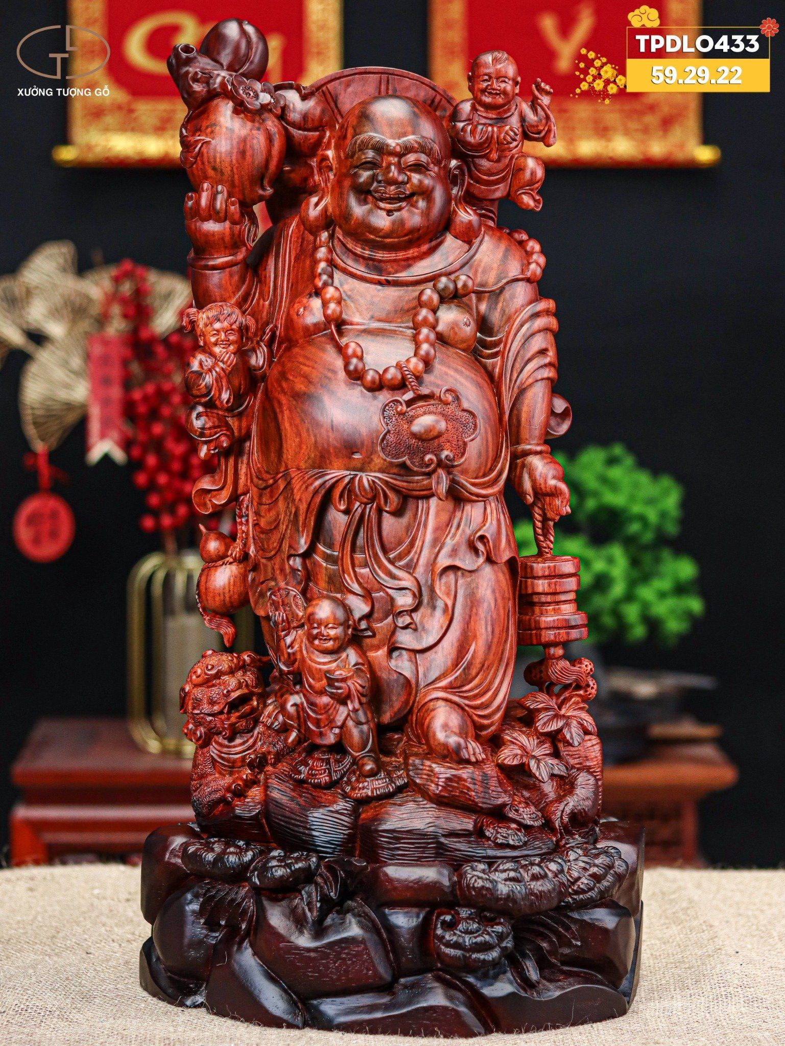 Di lặc đứng gỗ trắc