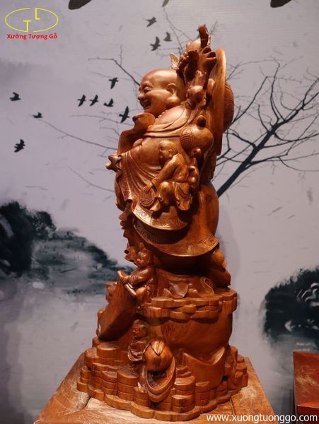 Tượng Phật Di Lặc Ngũ Tiểu Vác Cành Đào Cao 70
