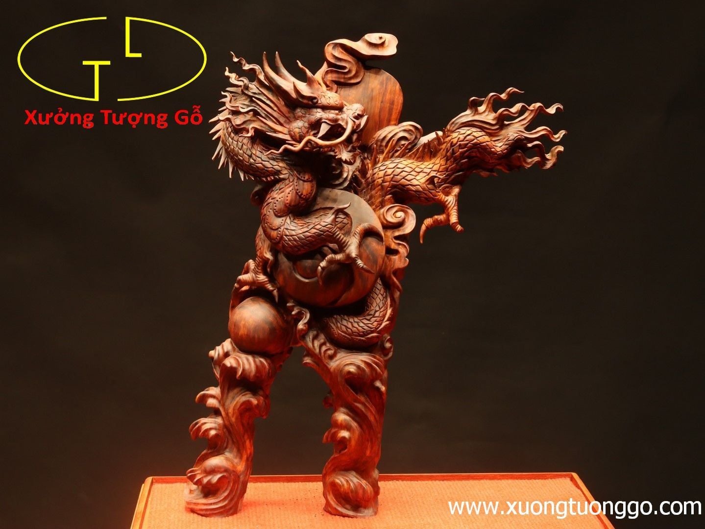 Nhất Long vờn ngọc gỗ sưa