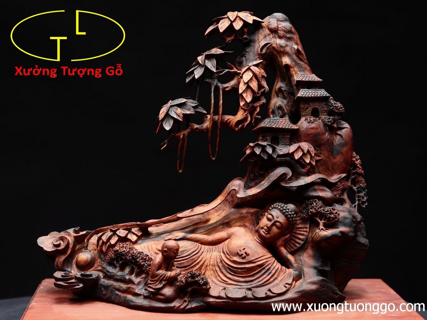 Nhất tâm bái Phật gỗ trắc.